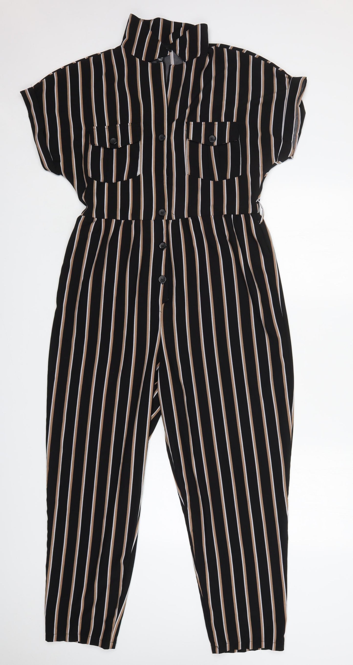 New Look Womens Multicoloured Striped Polyester Jumpsuit One-Piece Size 14 L27 in