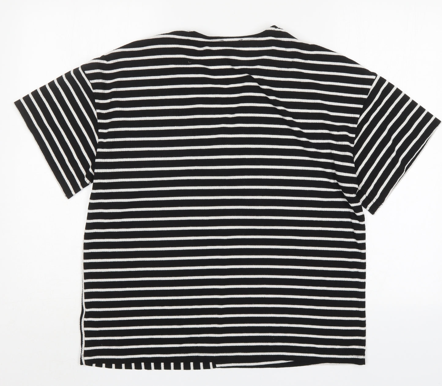 NEXT Womens Multicoloured V-Neck Striped Viscose Pullover Jumper Size 14