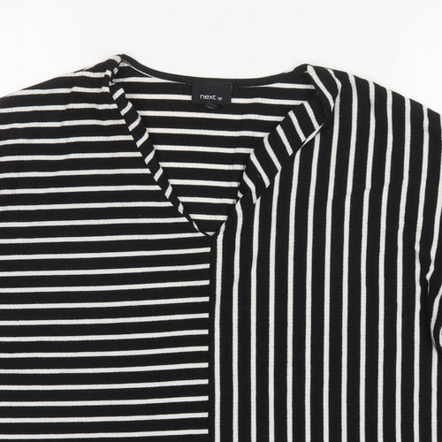 NEXT Womens Multicoloured V-Neck Striped Viscose Pullover Jumper Size 14