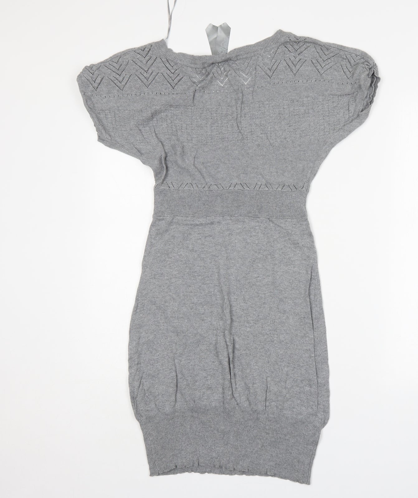 E-vie Womens Grey  Cotton Jumper Dress  Size 10  V-Neck