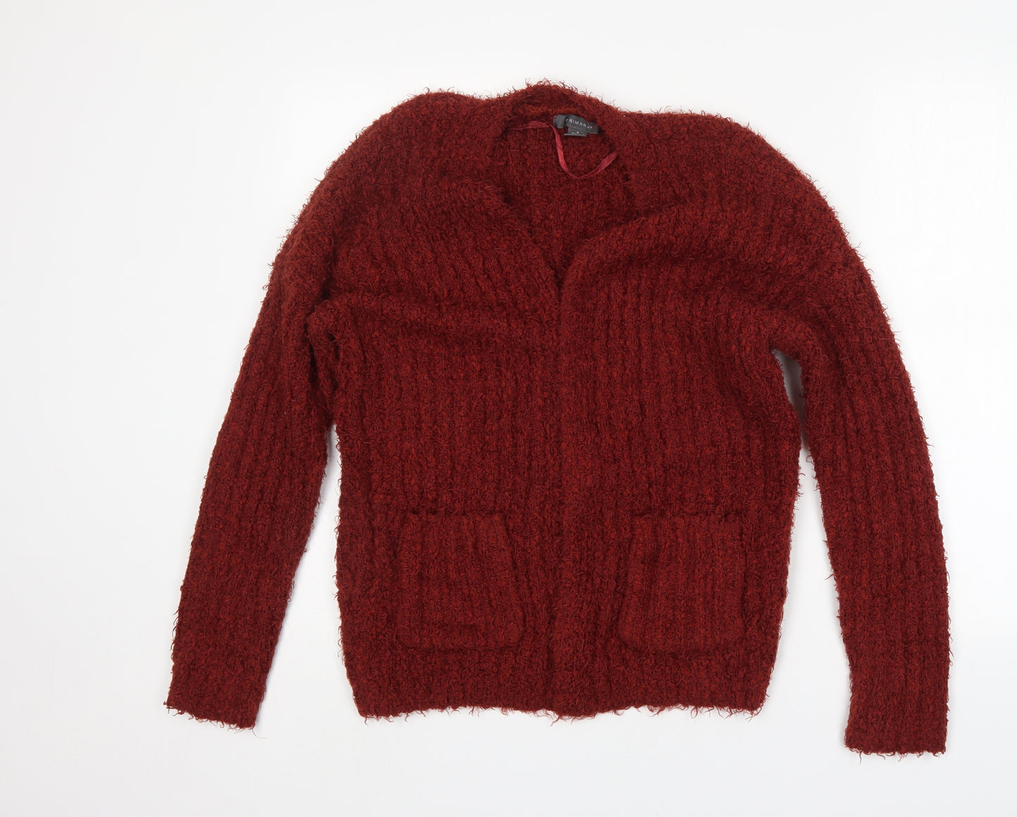 Primark Womens Orange V-Neck  Polyester Cardigan Jumper Size S