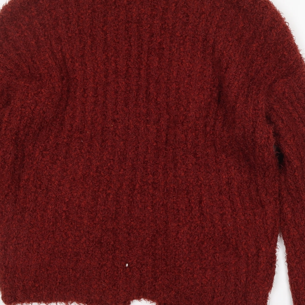 Primark Womens Orange V-Neck  Polyester Cardigan Jumper Size S