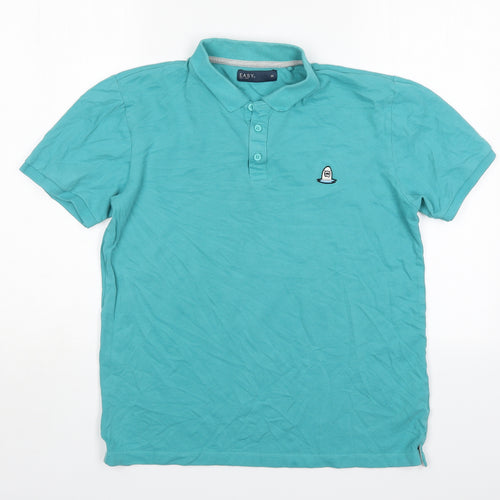 Easy Mens Green  Cotton  Polo Size M Collared