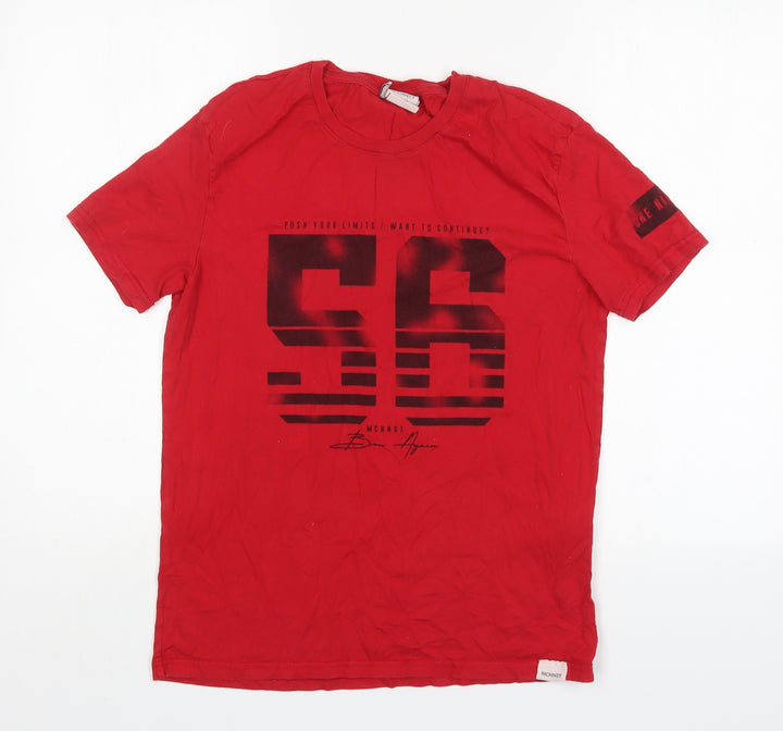 Machinist Mens Red T-Shirt Size M Round Neck