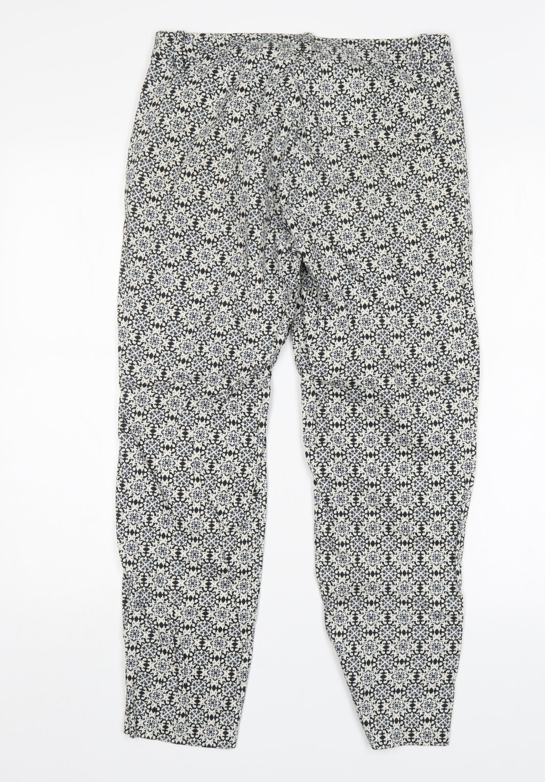 H&M Womens Multicoloured Geometric Cotton Chino Trousers Size 8 L26 in Regular