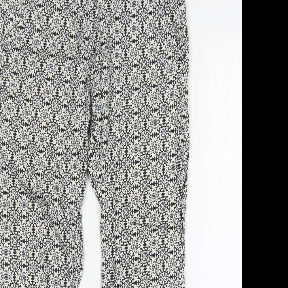 H&M Womens Multicoloured Geometric Cotton Chino Trousers Size 8 L26 in Regular