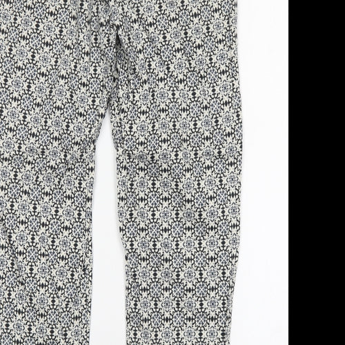 H&M Womens Multicoloured Geometric Cotton Chino Trousers Size 8 L26 in Regular
