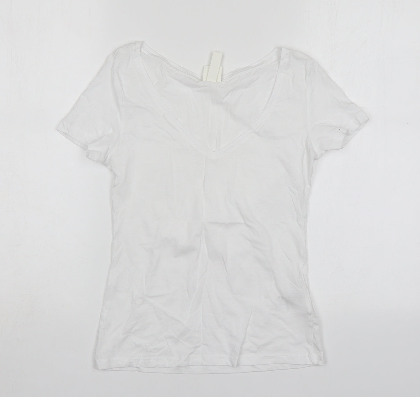 H&M Womens White  Cotton Basic T-Shirt Size XS V-Neck