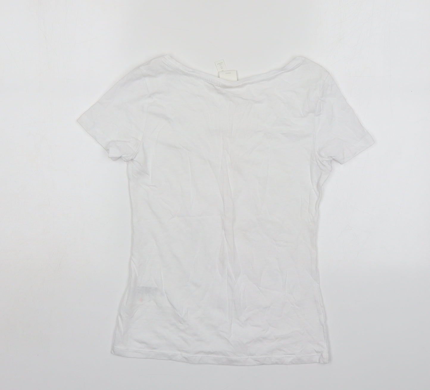 H&M Womens White  Cotton Basic T-Shirt Size XS V-Neck