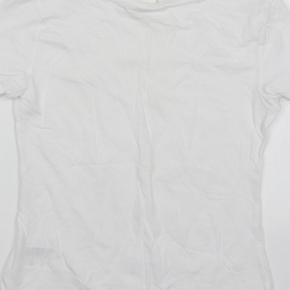 H&M Womens White  Cotton Basic T-Shirt Size XS V-Neck