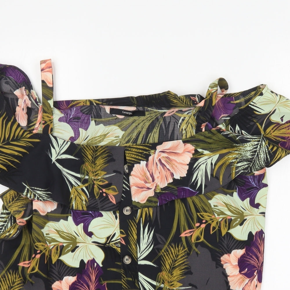 George Womens Multicoloured Floral Polyester Basic Blouse Size 14 Off the Shoulder