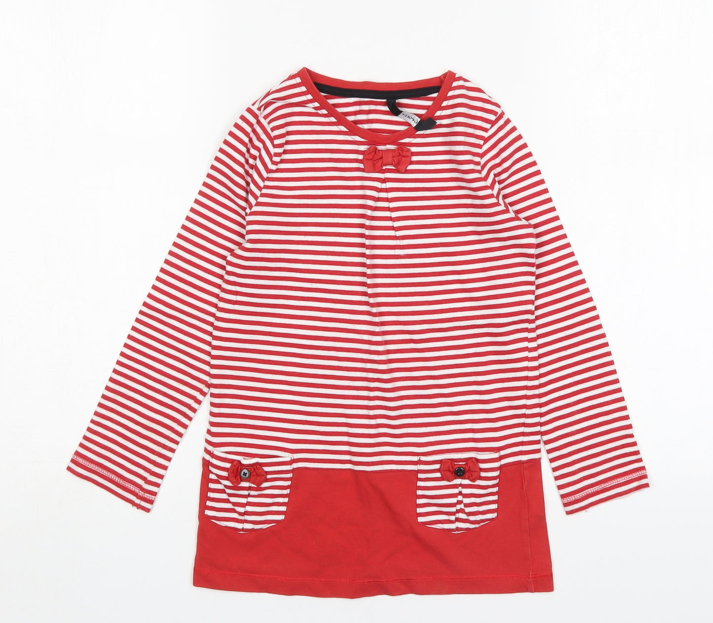 George Girls Multicoloured Striped Cotton T-Shirt Dress  Size 5-6 Years  Round Neck