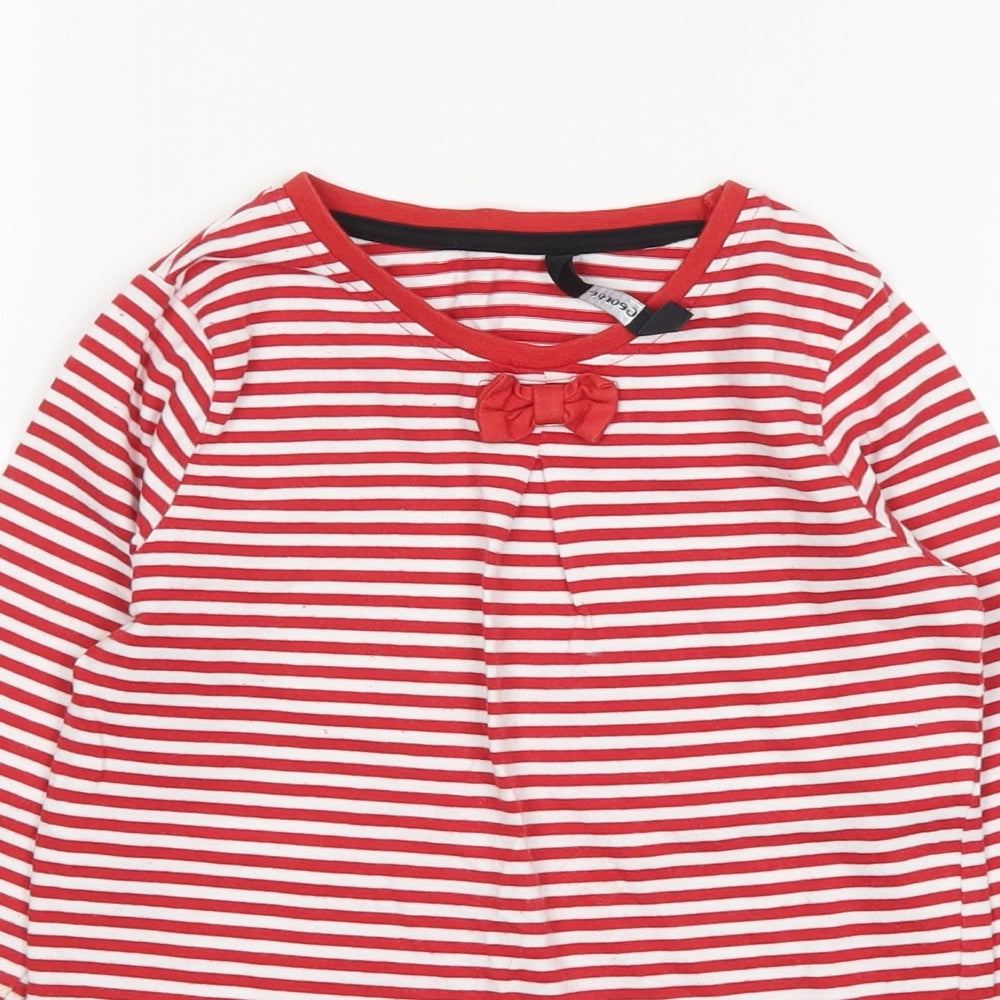 George Girls Multicoloured Striped Cotton T-Shirt Dress  Size 5-6 Years  Round Neck