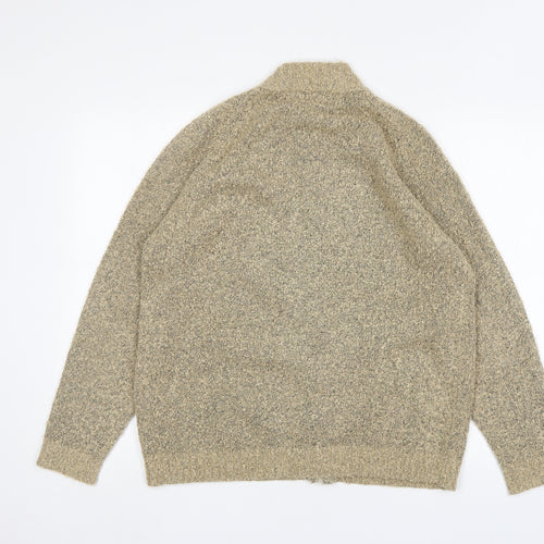 EWM Womens Beige Mock Neck  Acrylic Full Zip Jumper Size M