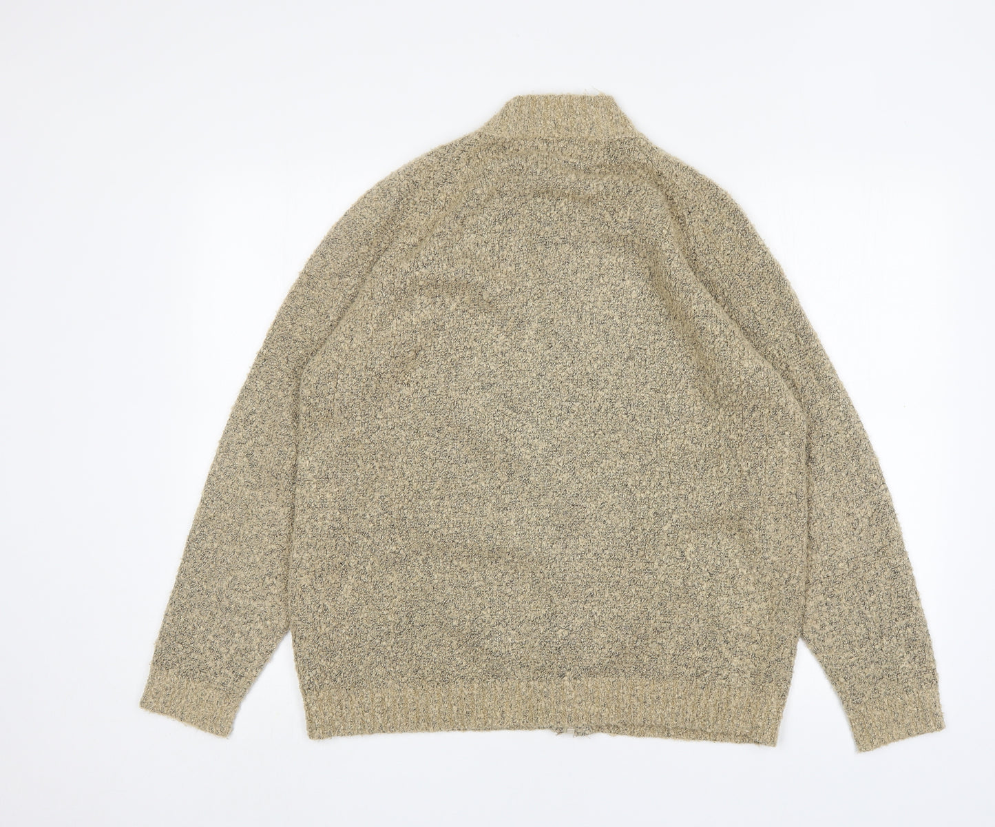 EWM Womens Beige Mock Neck  Acrylic Full Zip Jumper Size M