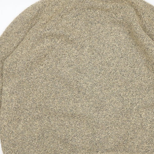 EWM Womens Beige Mock Neck  Acrylic Full Zip Jumper Size M
