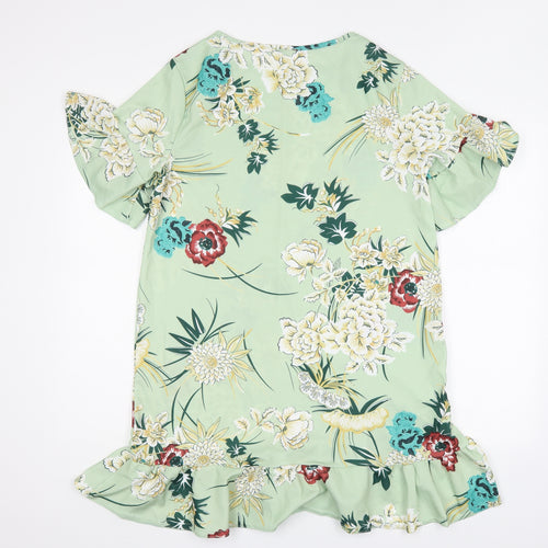 Preworn Womens Multicoloured Floral Polyester A-Line  Size XL  Round Neck