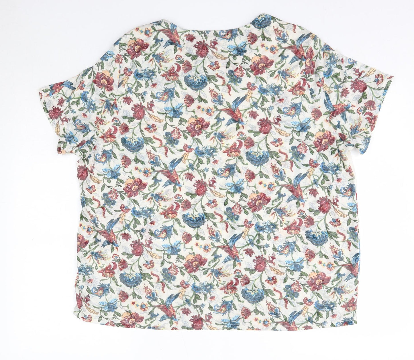M&S Womens Multicoloured Floral Polyester Basic Blouse Size 20 Round Neck