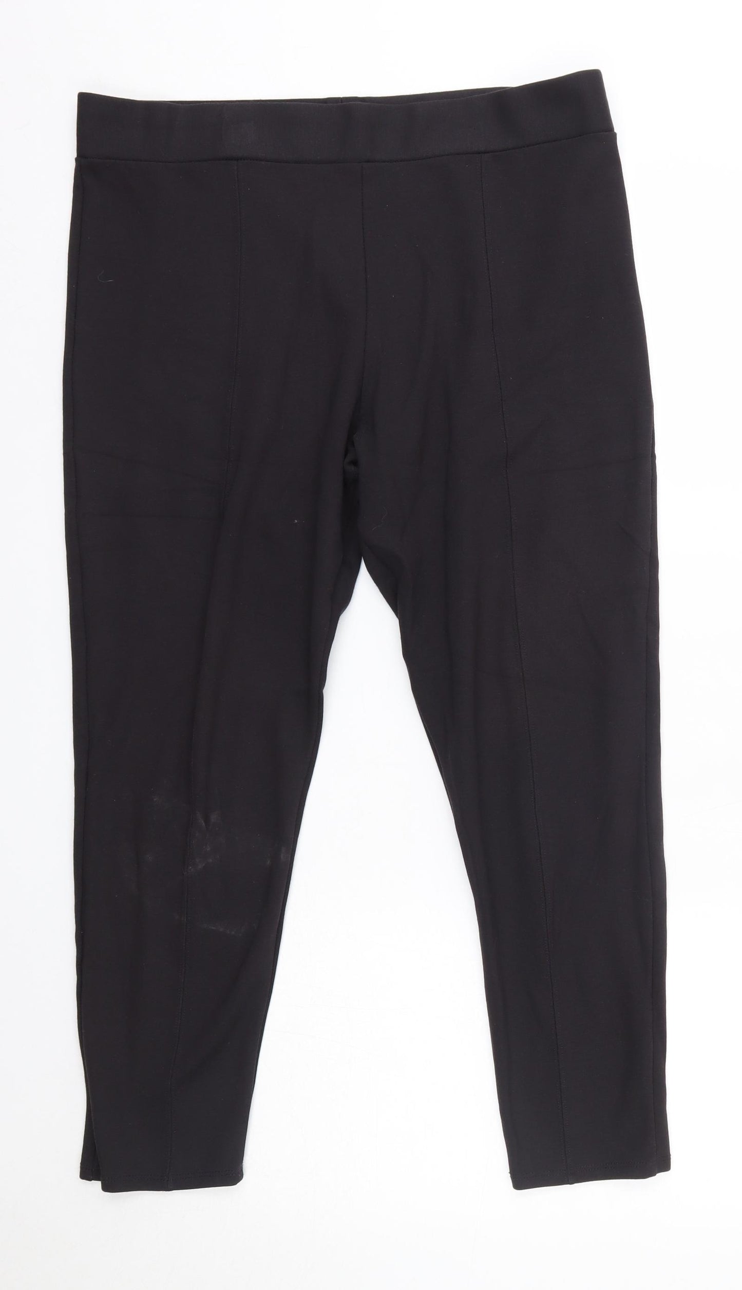 M&S Womens Black  Viscose Dress Pants Trousers Size 16 L25 in Regular
