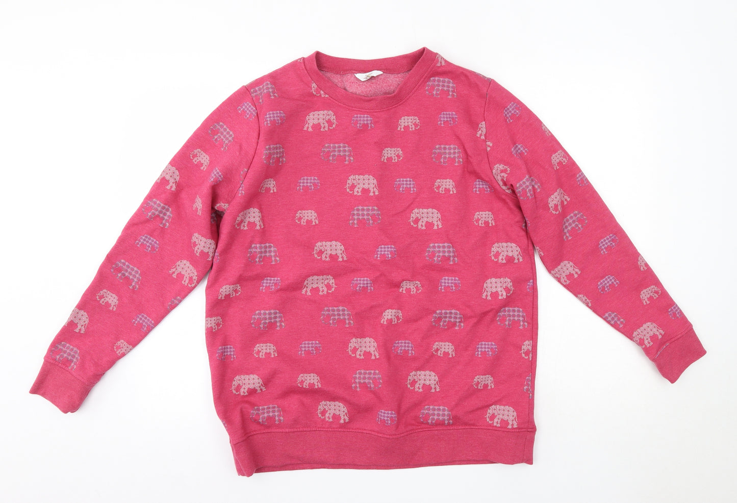 Cotton Traders Womens Pink Round Neck  Polyester Pullover Jumper Size 18   - Elephants