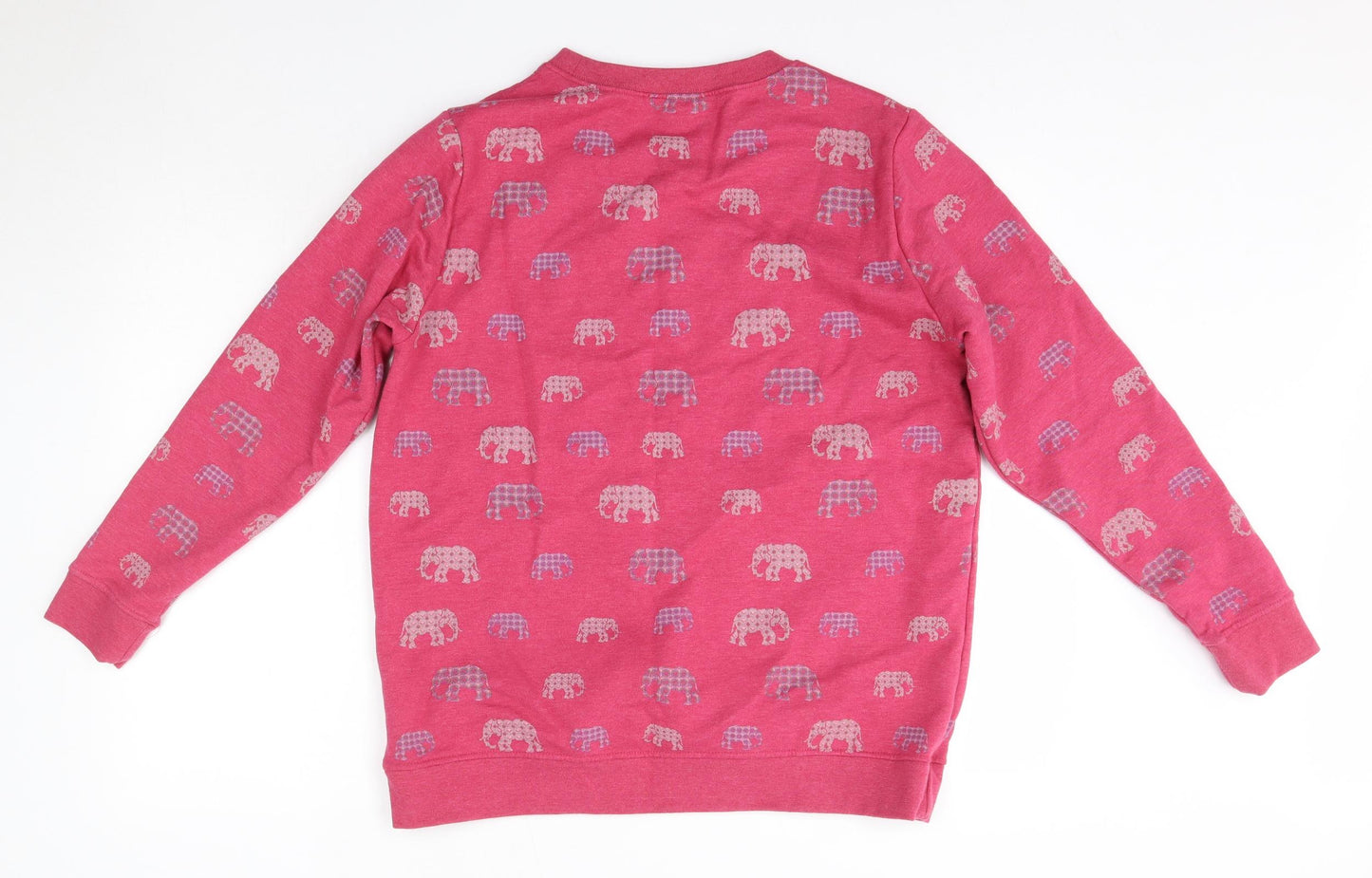 Cotton Traders Womens Pink Round Neck  Polyester Pullover Jumper Size 18   - Elephants