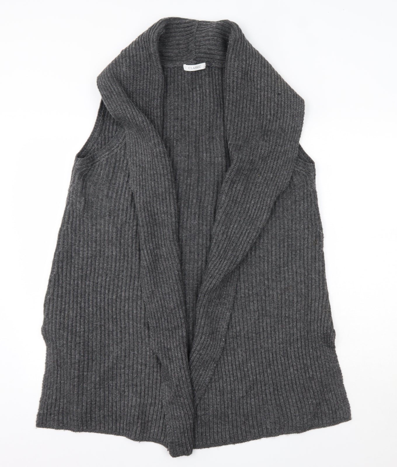 M&S Womens Grey V-Neck  Acrylic Cardigan Jumper Size 16
