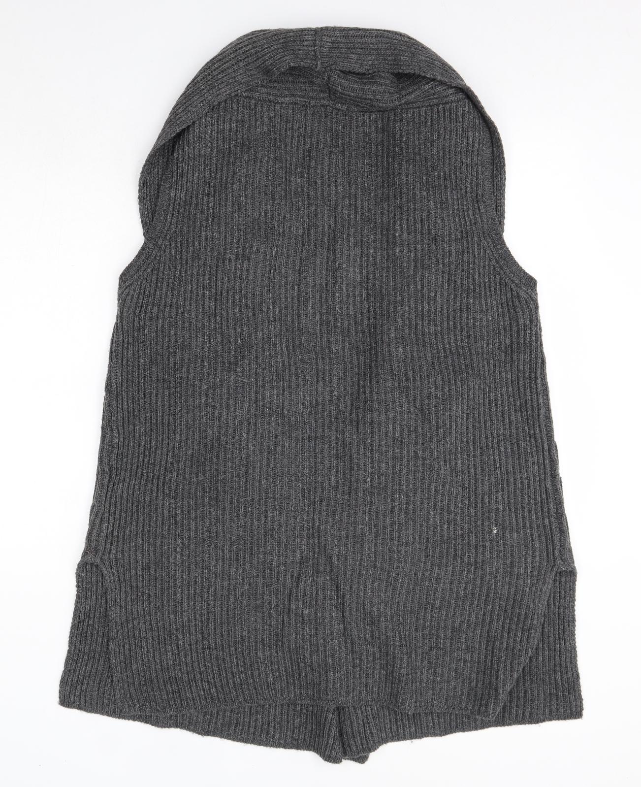 M&S Womens Grey V-Neck  Acrylic Cardigan Jumper Size 16
