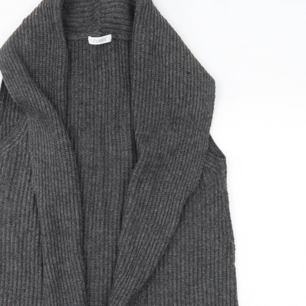 M&S Womens Grey V-Neck  Acrylic Cardigan Jumper Size 16