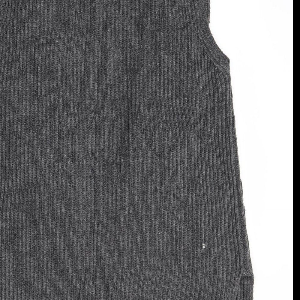 M&S Womens Grey V-Neck  Acrylic Cardigan Jumper Size 16
