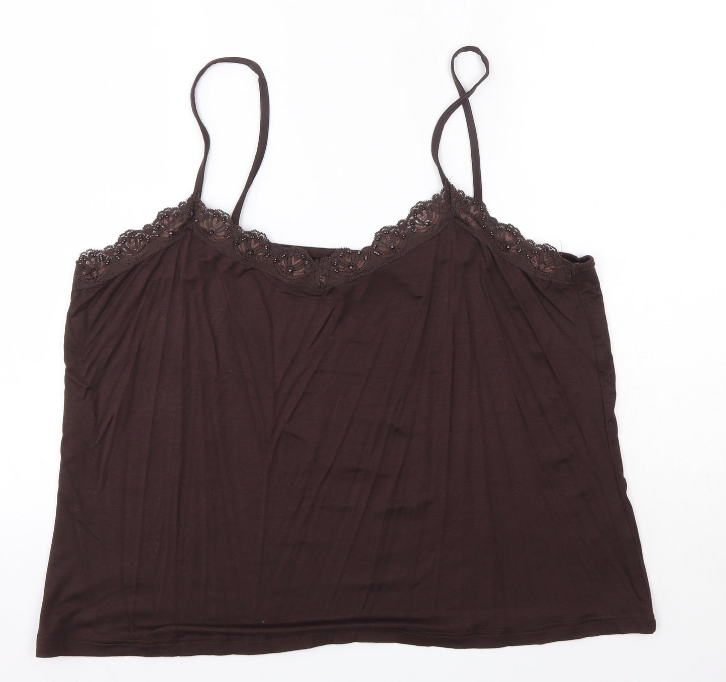 BM Womens Brown  Viscose Camisole Blouse Size XL V-Neck