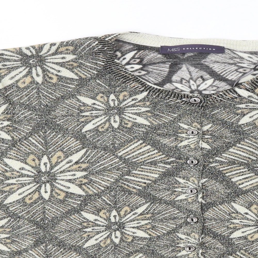 M&S Womens Gold Round Neck  Viscose Cardigan Jumper Size 20