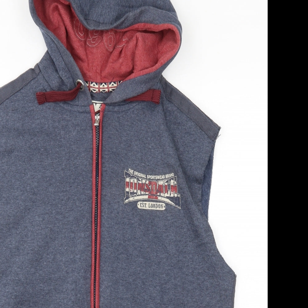 Lonsdale Mens Grey  Polyester Full Zip Hoodie Size L