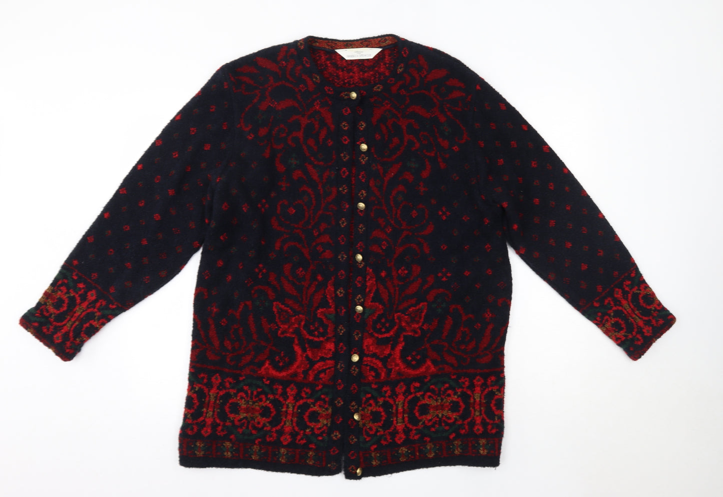 M&S Womens Multicoloured Round Neck  Acrylic Cardigan Jumper Size 18