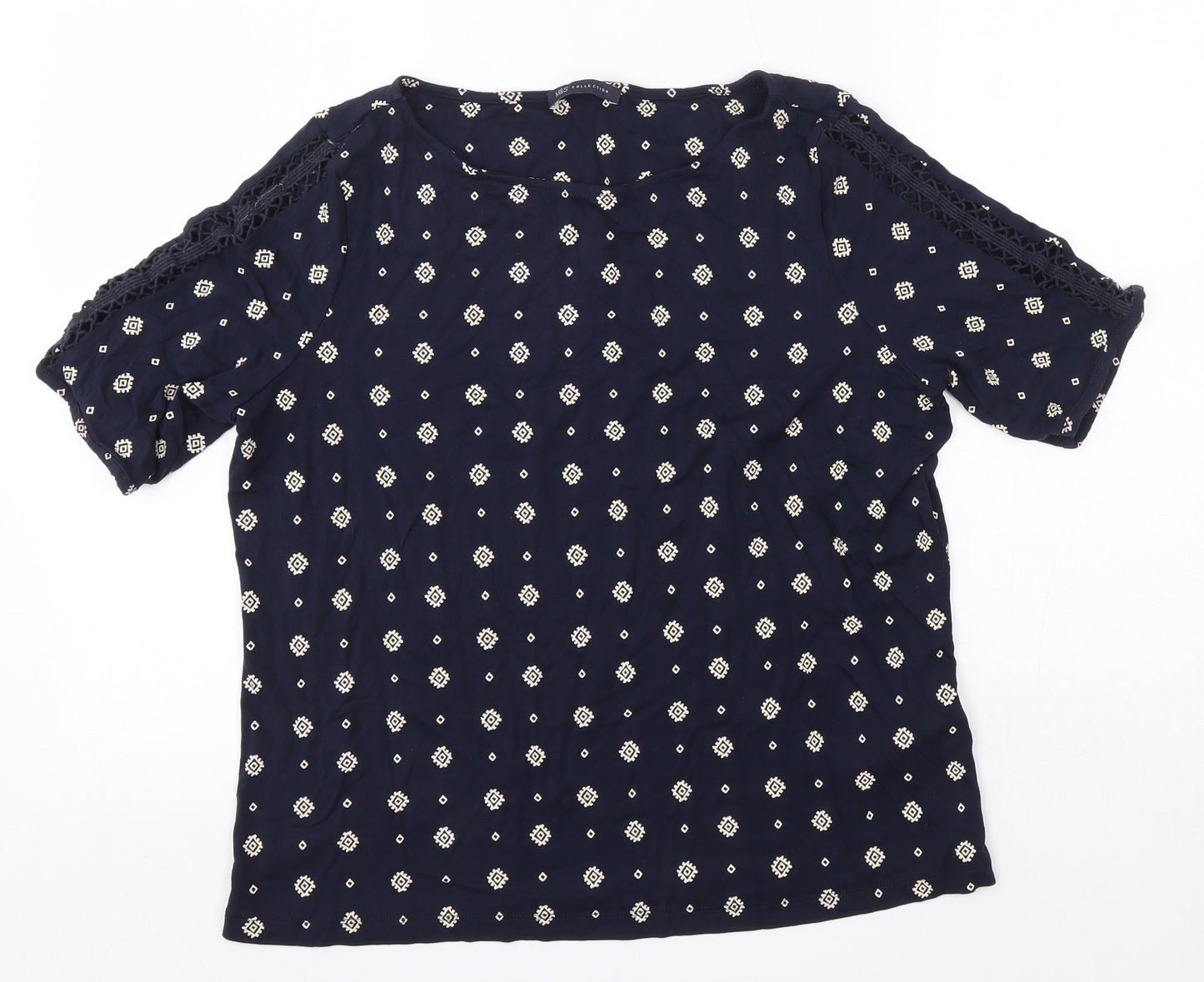 M&S Womens Blue  Viscose Basic Blouse Size 18 Round Neck