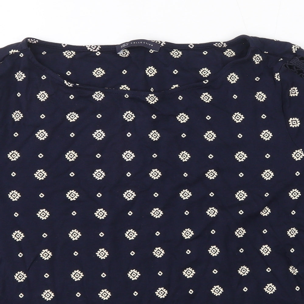 M&S Womens Blue  Viscose Basic Blouse Size 18 Round Neck