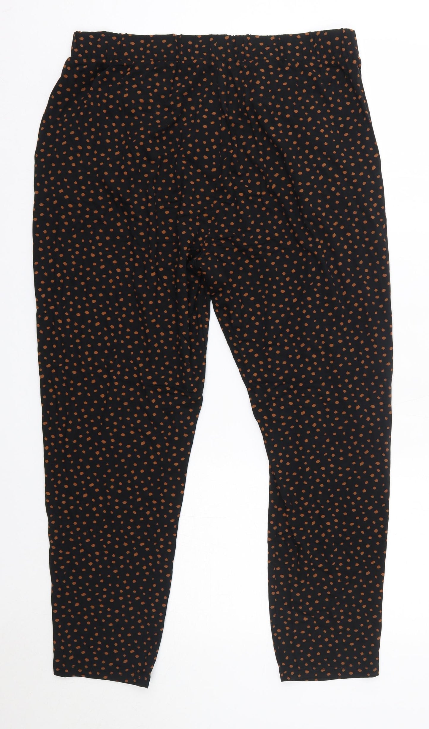 M&S Womens Black Polka Dot Viscose Trousers  Size 14 L26 in Regular  - Short