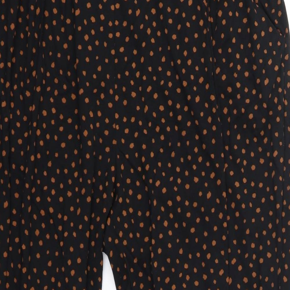 M&S Womens Black Polka Dot Viscose Trousers  Size 14 L26 in Regular  - Short