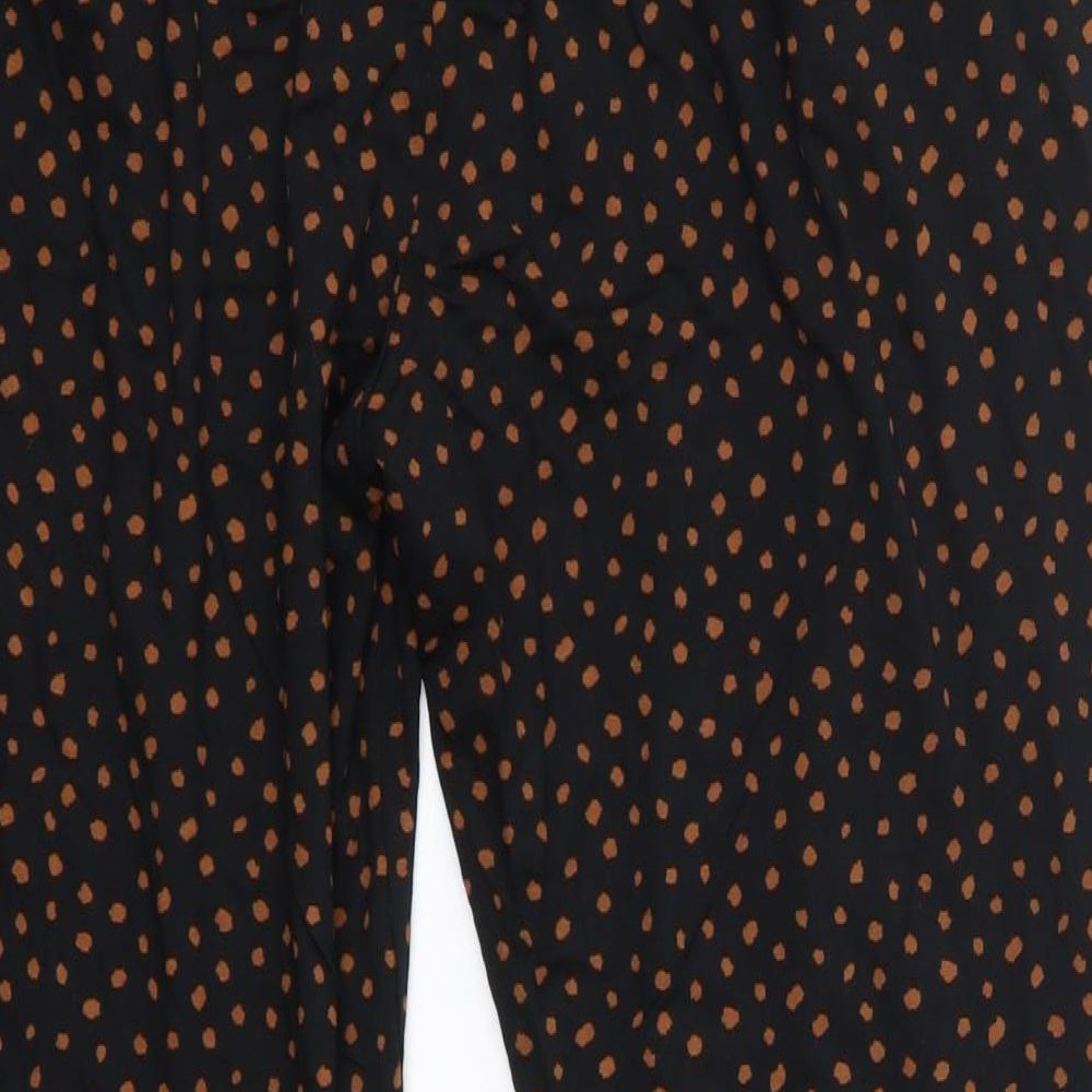 M&S Womens Black Polka Dot Viscose Trousers  Size 14 L26 in Regular  - Short
