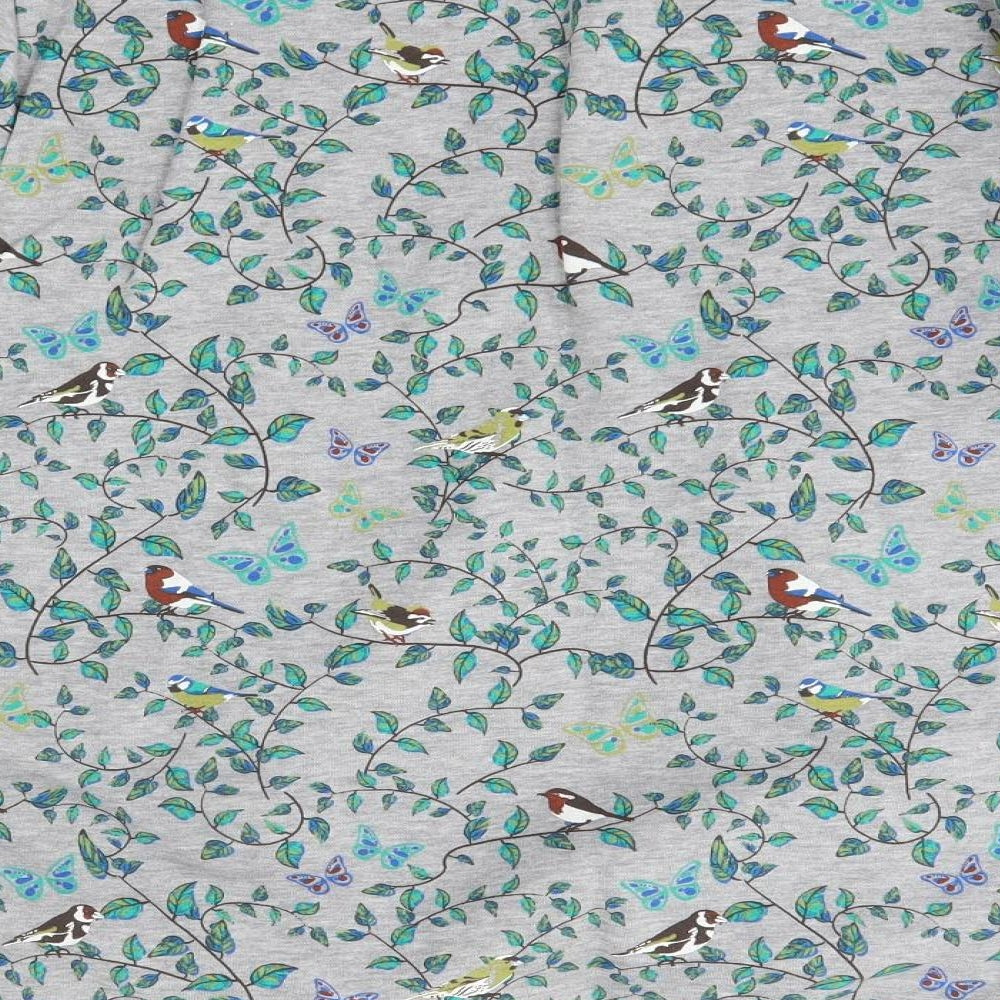 Cotton Traders Womens Grey Round Neck Floral Cotton Pullover Jumper Size 18   - Birds