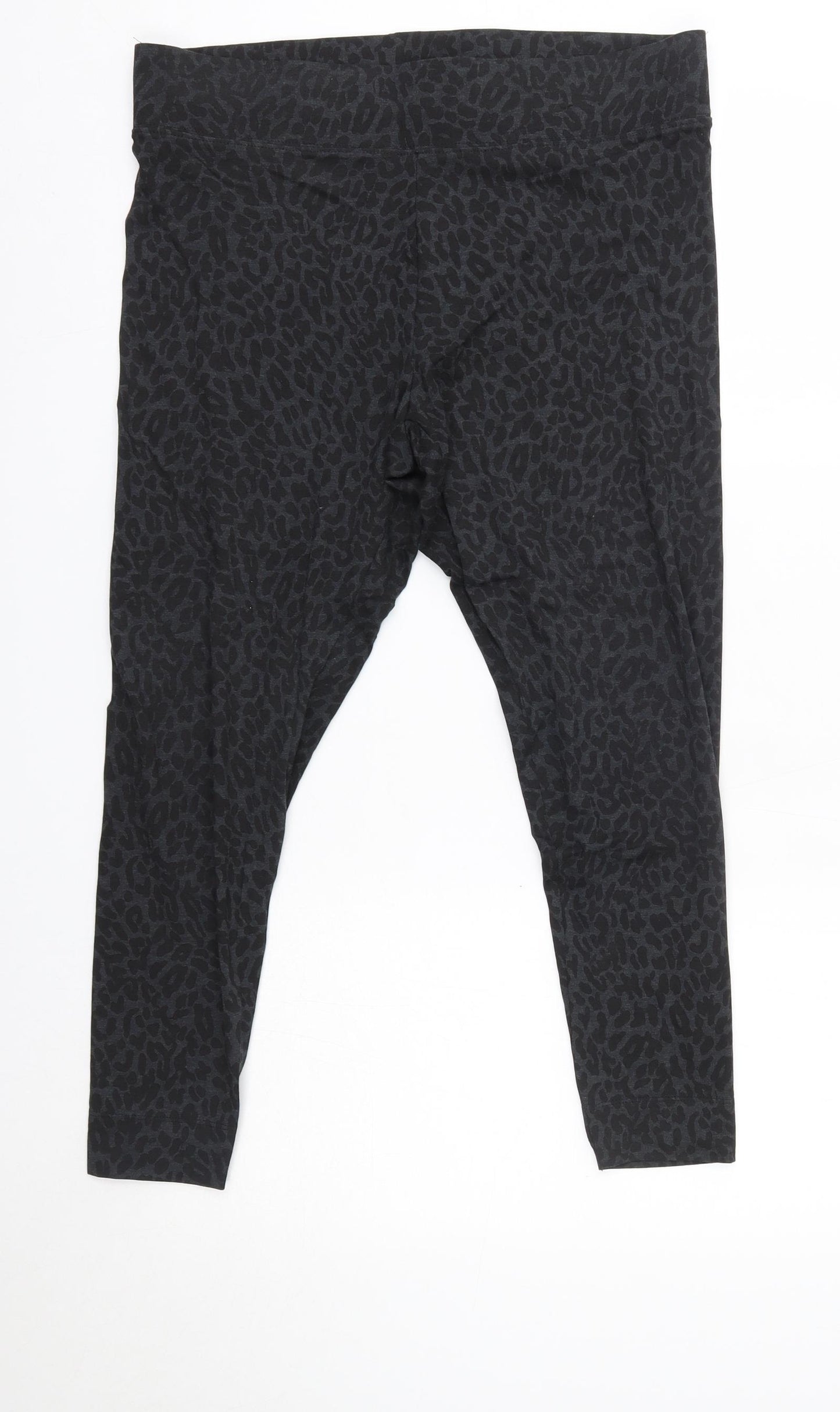 M&S Womens Grey Animal Print Polyester Jogger Leggings Size 16 L23 in   - Short
