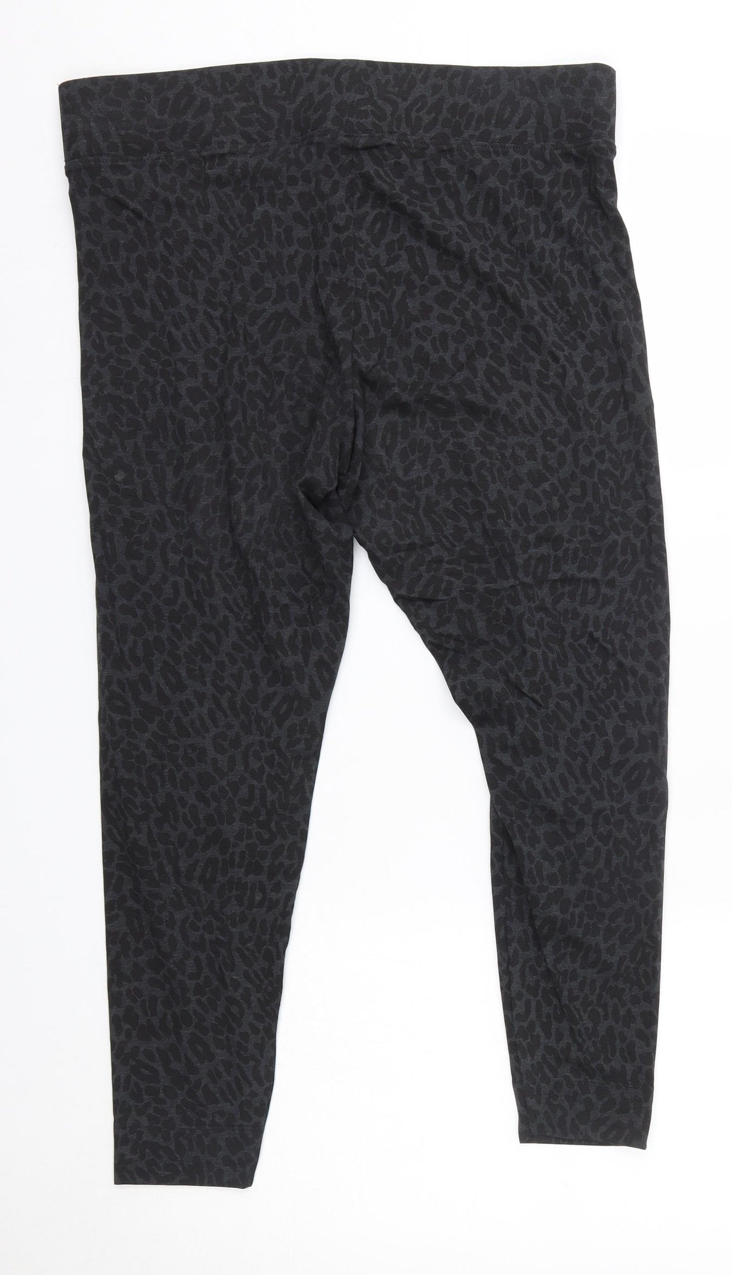 M&S Womens Grey Animal Print Polyester Jogger Leggings Size 16 L23 in   - Short