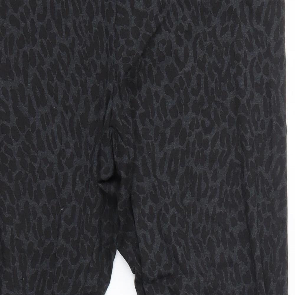 M&S Womens Grey Animal Print Polyester Jogger Leggings Size 16 L23 in   - Short