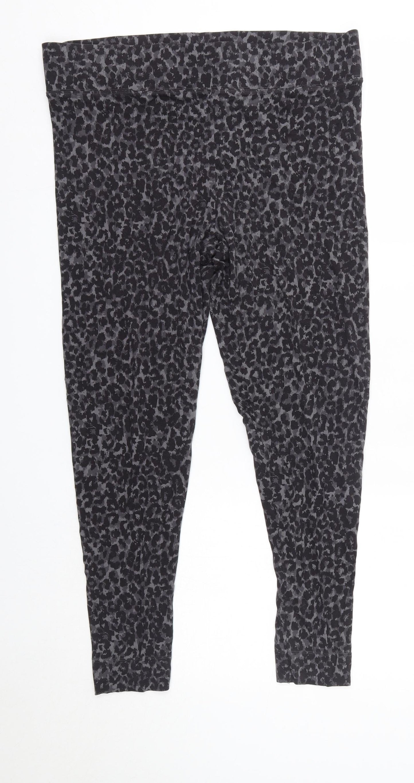 M&S Womens Grey Animal Print Viscose Jogger Leggings Size 16 L25 in