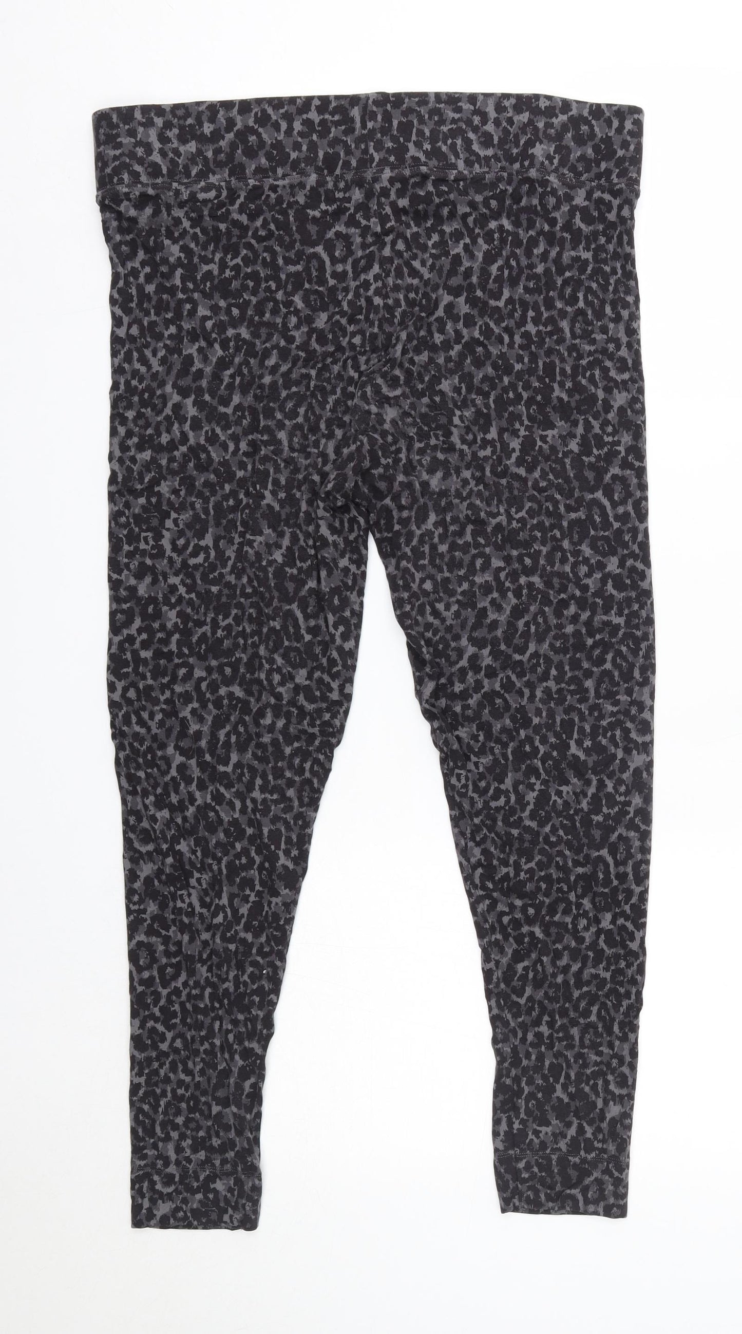M&S Womens Grey Animal Print Viscose Jogger Leggings Size 16 L25 in