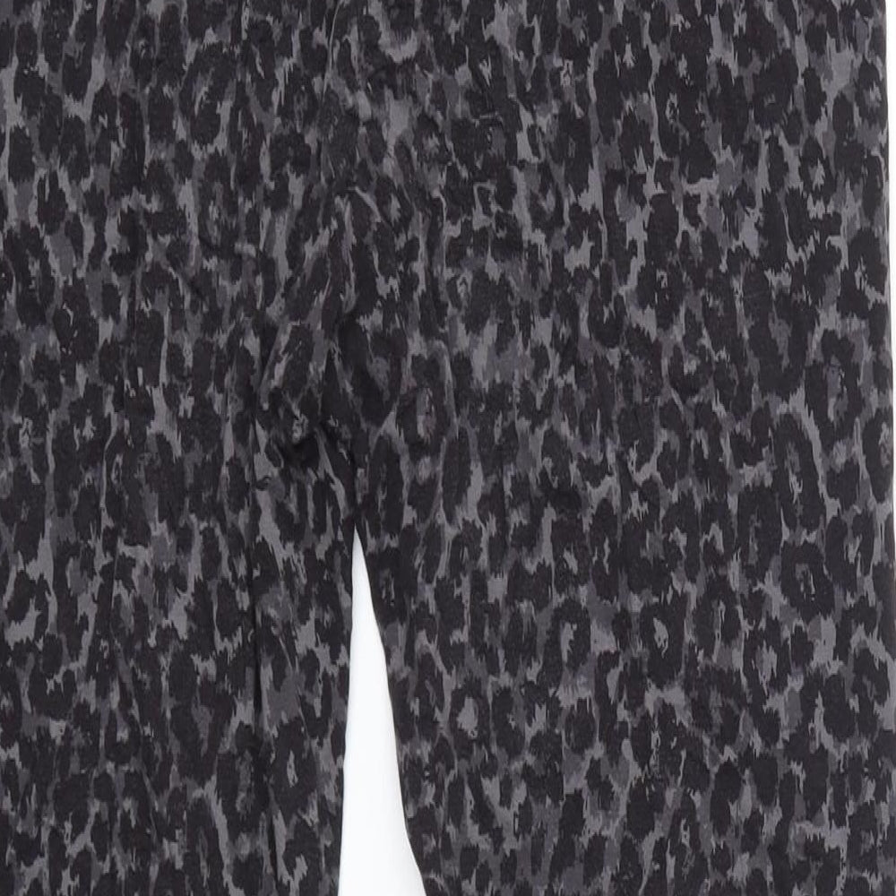 M&S Womens Grey Animal Print Viscose Jogger Leggings Size 16 L25 in
