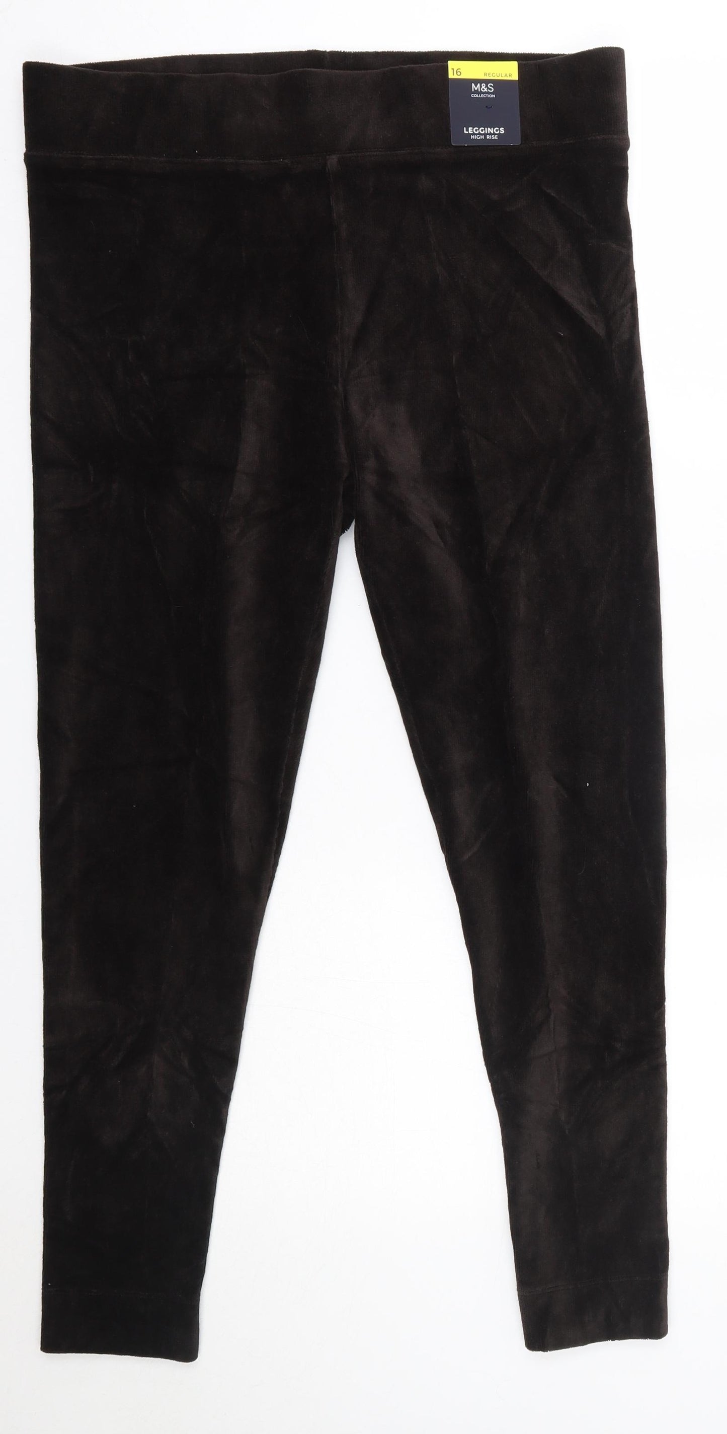 M&S Womens Brown  Cotton Jogger Leggings Size 16 L27 in