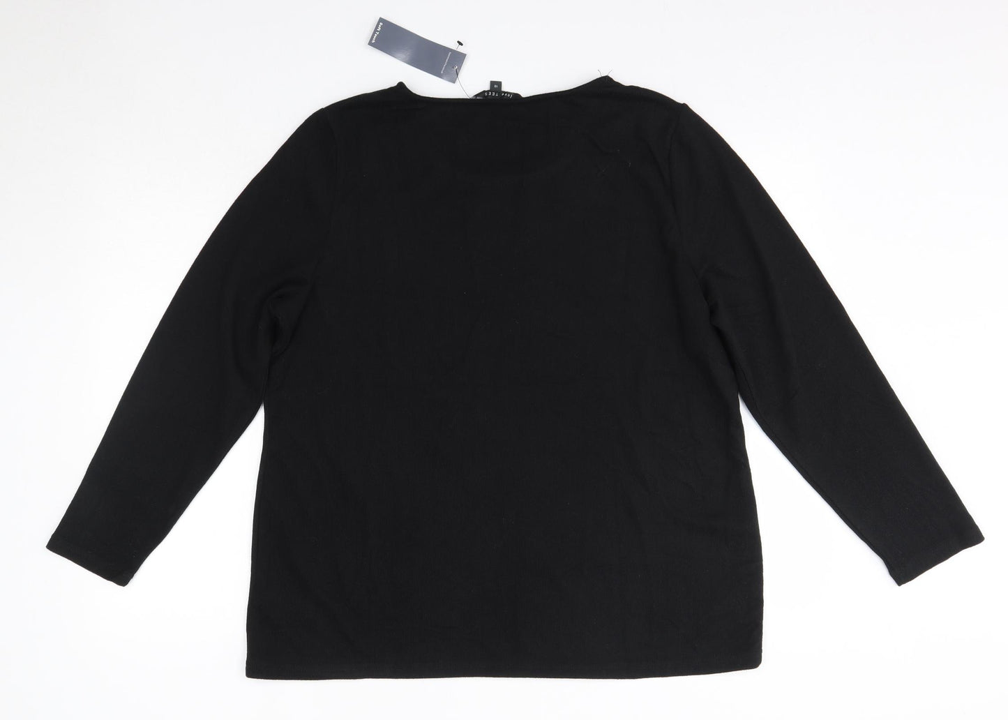 Bonmarché Womens Black Round Neck  Polyester Pullover Jumper Size 18