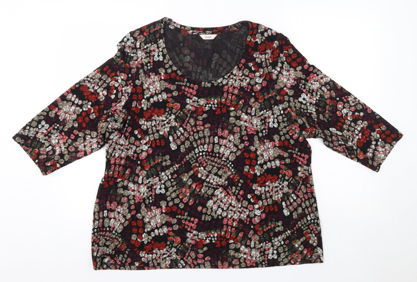 M&S Womens Multicoloured Floral Polyester Basic Blouse Size 20 Round Neck