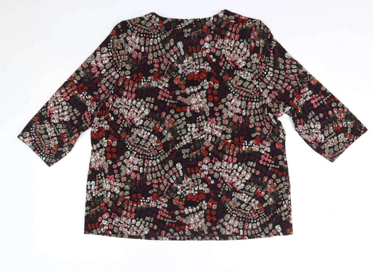M&S Womens Multicoloured Floral Polyester Basic Blouse Size 20 Round Neck
