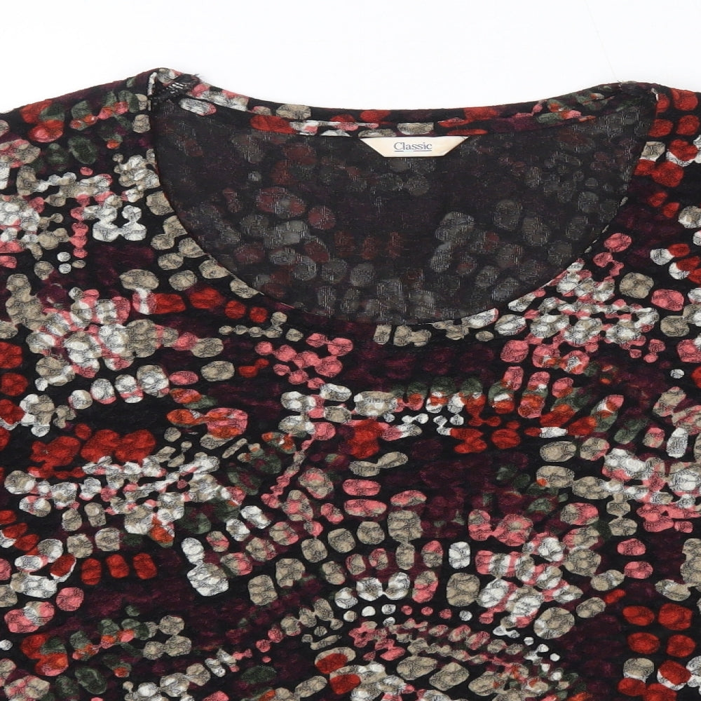 M&S Womens Multicoloured Floral Polyester Basic Blouse Size 20 Round Neck